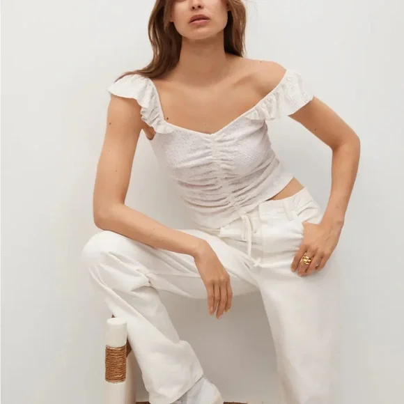 Mango Ruched openwork top - Picture 4 of 10